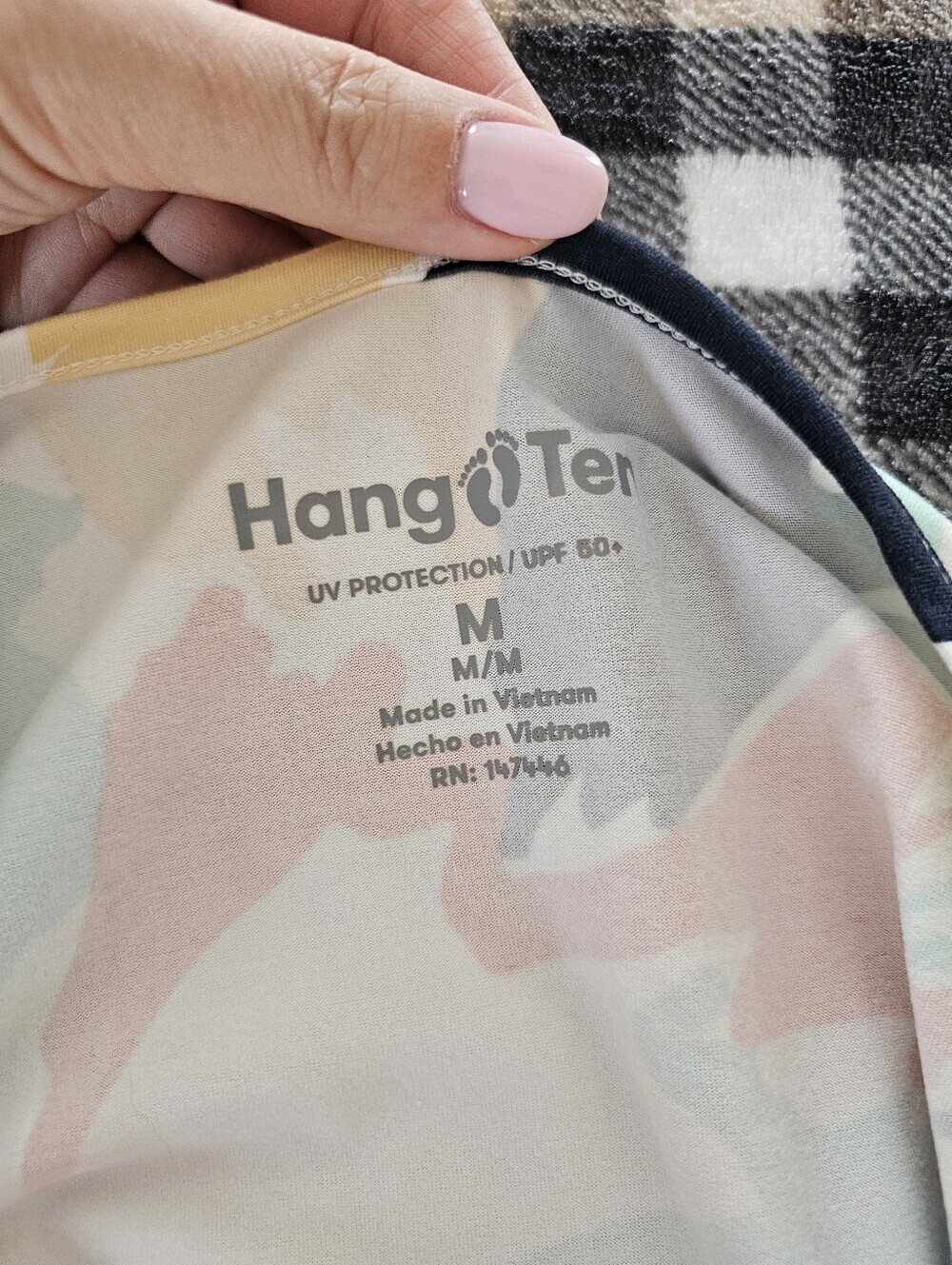 Hang Ten Floral Long-Sleeve Top in Pastel Mint, Peach & Navy - Picture 8 of 10